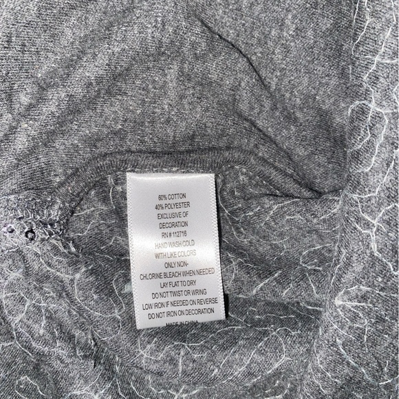 Quacker Factory Sequin Embellished Front Pullover Hoodie V Neck Long Sleeve Sz S - Picture 7 of 7